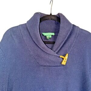 Nautical Preppy Old Money Lauren Ralph Lauren Sz XL Shawl‎ Neck Sweater Navy